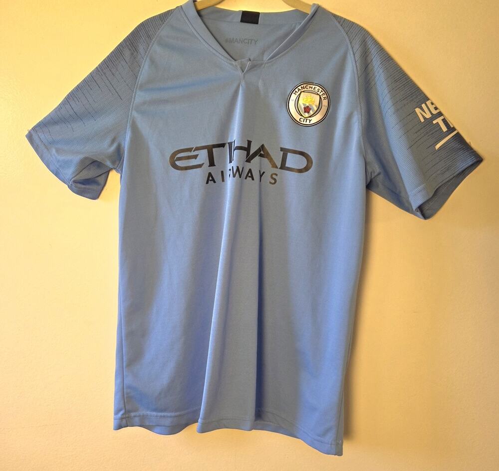 Manchester City 2017/18 Home Jersey Nike Mens L Gold Premier League Champions